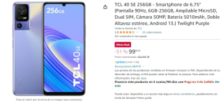 Móvil TCL 40 SE 6GB-256GB por 99€