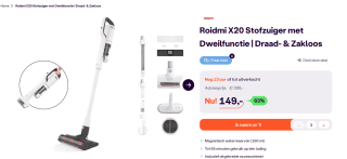Roidmi X20 - Steelstofzuiger -29.6 V Zakloos met dweilfuncite voor €149 bij Ibood