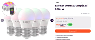 Calex Smart LED Lamp E27 RGB + W - 5- pack voor €voor €19,95 bij iBOOD