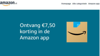 €7,50 korting op je 1e aankoop in de app van minimaal €25 bij Amazon