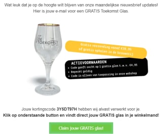 Gratis bierglas bij inschrijving op de nieuwsbrief van Brouwerij De Toekomst