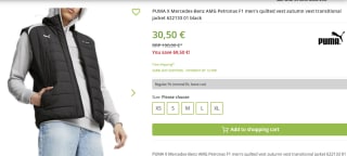 Puma AMG PETRONAS MOTORSPORT - Bodywarmer voor €30,50 bij Outlet46