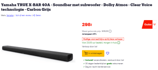 Yamaha True X Bar 40A soundbar voor €298 bij Bol