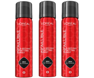 3 Botes de L'Oréal Paris Spray Fijador de Maquillaje Infaillible, Resistente al Agua, Se mantiene hasta 36h, 75 ml por 17.9€