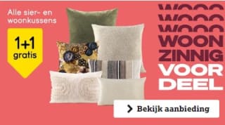 1+1 op alle sier- en woonkussens bij Leen Bakker