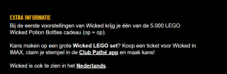 Gratis LEGO Wicked Potion Bottles bij aankoop van een ticket voor Wicked