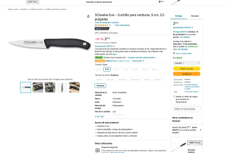 3 Cuchillos 3Claveles Evo para verduras 9 cm por solo 5,98€