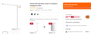 Lámpara intelignte Xiaomi Mi LED Desk Lamp 1S por 29.99€