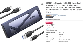 UGREEN M.2 Adapter NVMe SSD Harde Schijf Behuizing voor €16,99 bij Amazon