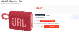 JBL Go 3 - Draadloze Bluetooth Mini Speaker - Rood voor €32,99 bij Ochama