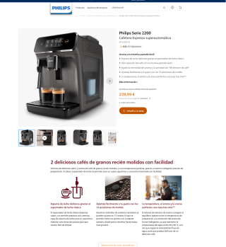 Cafetera Philips Serie 2200 Espresso superautomática por solo 239,99€