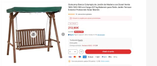 Banco Columpio de Jardín de Madera con Dosel Verde 160x120x165 cm Carga 227 kg por 213,90€