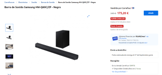 Samsung Barra de Sonido HW-Q60C/ZF por 175,20€