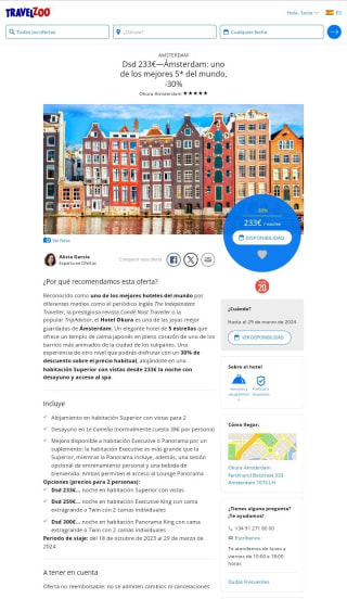 Amsterdam Hotel 5* desde 233€ para 2 personas.