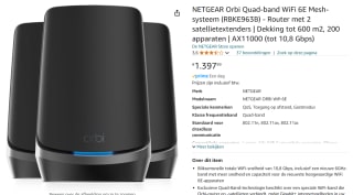 NETGEAR Orbi RBKE963B - Mesh WiFi - AXE11000 - 3-Pack - Zwart voor €1.397,99 bij Amazon