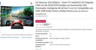 LG OLED FLEX televisie 42LX3Q6LA voor €1.883,28 bij Amazon