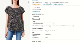Only dames shirt voor €5,09 bij Amazon