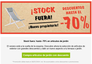 Hasta 70% dto en jardín de la tienda CASA