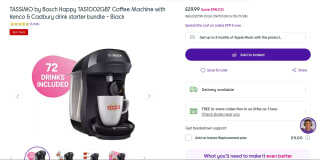 TASSIMO by Bosch Happy + 72 Drinks Bundle for £29.99