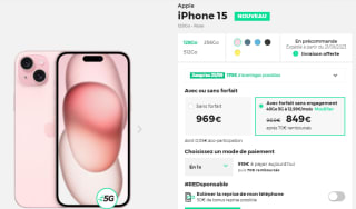 Smartphone Apple iPhone iPhone 15 avec forfait à 849€