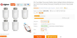 Tuya Zigbee radiatorthermostaat 5 stuks voor €92,99 bij Tomtop