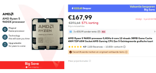 AMD Ryzen 5 9600X processor 3,9 GHz 38 MB L2 & L3 voor €167,99 bij Aliexpress
