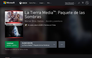 Paquete La Tierra Media Sombras Xbox digital por 6,99€