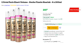 6x L'Oréal Elnett Satin Haarspray Volume Extra Sterk 200 ml voor €20,97 met bol select