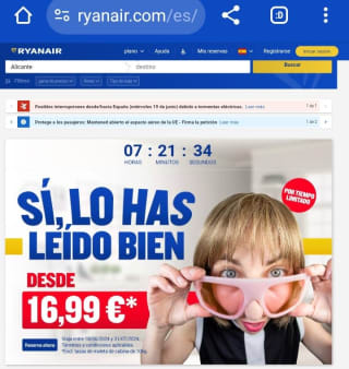 Ryanair Vuelos desde 16,99€ e incluso menos.