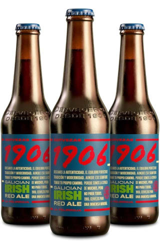 cerveza 1906 galician irish red ale pack 24 botellas de 33 cl por 19,86€.