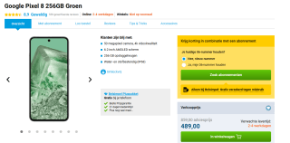 Google Pixel 8 256GB Groen voor €489 bij Belsimpel