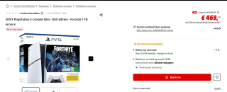 SONY PlayStation 5 Console Slim - Disk Edition - Fortnite 1 TB voor €469 bij de Mediamarkt