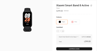 Xiaomi Smart Band 8 Active por $299 en Mi Shop