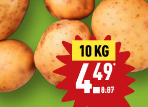 Kruimige aardappelen 10kg voor 4,49 euro
