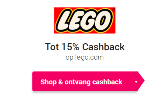 15% cashback op Lego via CashbackXL