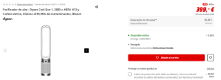 Purificador de aire Dyson Cool Gen 1, 2000 v, HEPA H13 y Carbón Activo por 399€ (newsletter por 389€)