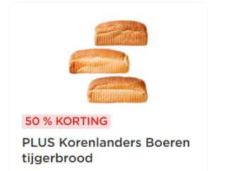 Alle Boeren Tijgerbrood Bruin, Wit en Volkoren 50% korting bij de Plus