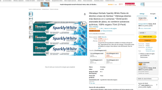 3 Pastas Himalaya Herbals Sparkly White de dientes a base de hierbas 100% vegana 75ml por 2,25€