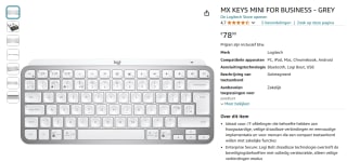 Logitech MX Keys Mini grey QWERTY toetsenbord voor €78,90 bij Amazon
