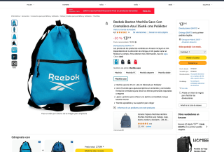 Mochila Reebok Boston Saco Con Cremallera 35x46 cms Poliéster por 13,95€