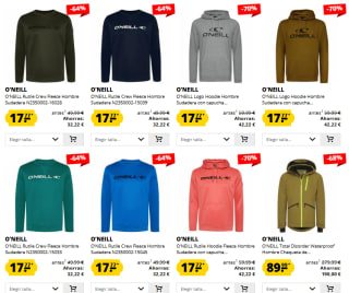 Hasta 70% descuento en ropa marca O'Neill sudaderas por solo 17€