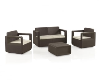 Conjunto de Jardín Apolo Wengué con mesa + 2 Sillones + Sofá Apolo Antracita por 179€