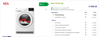 AEG TR737L2B 7000 serie SensiDry® - Wasdroger Warmtepompdroger voor €599 bij Beterwitgoed.