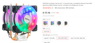 Disipador doble ventilador rgb y cuatro pipas por solo 17€