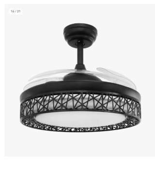 Ventilador de techo Jocca con plafón de 3 aspas transparentes con diámetro de 106 cm, con 6 velocidades, 3 opciones de luz por 56.49€