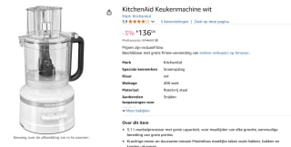 KitchenAid Classic Foodprocessor 3,1L voor €136,04 bij Amazon