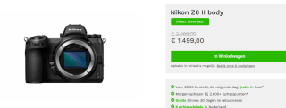 Nikon Z 6II Body Zwart voor €1.499 bij Neboweb