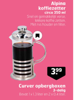 Alpina Coffee Maker 350ml voor €3,99 bij Trekpleister