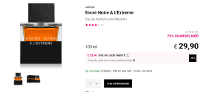 Lalique Encre Noire À l'extrême 100 mL EdT voor €25,41 bij Notino
