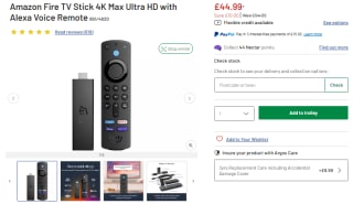 Amazon Fire TV Stick 4K Max Ultra HD with Alexa Voice Remote for £39.99 at Argos